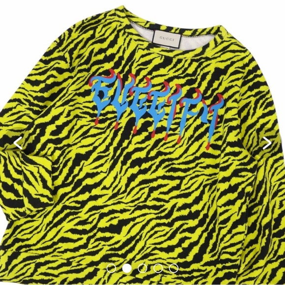 🆕💯% Auth Men’s Gucci Sweatshirt Sz M Tiger Print 🐯 - Picture 2 of 7